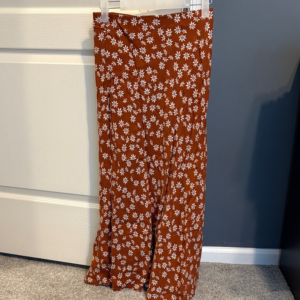 LOFT Rust Floral Patterned Pants